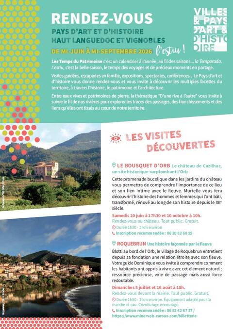 couverture de la temporada 2026, Calendrier de rendez-vous du Pays d'art et d'histoire